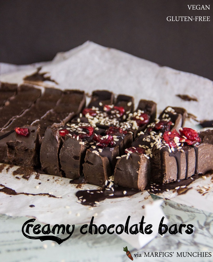 Creamy chocolate bars #vegan #gluten-free via Marfigs' Munchies